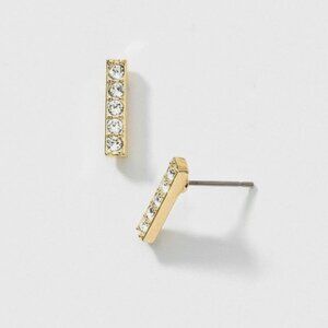 Touchstone Crystal Swaroski Pavé Bar Earrings, Gold